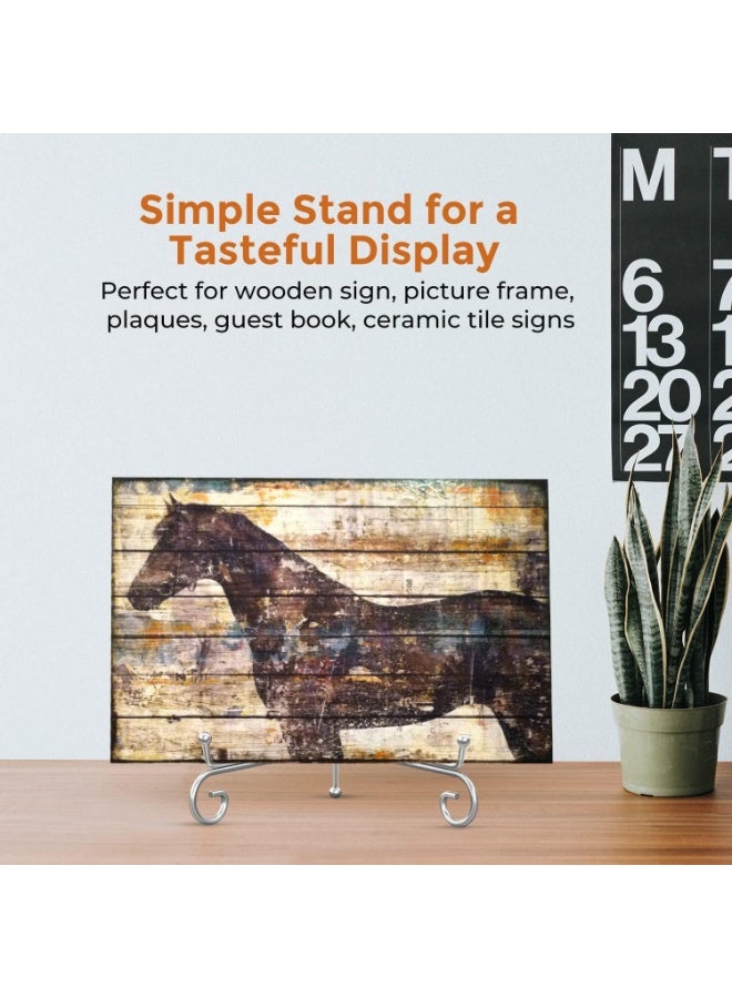 Happy Home 2Pcs Plate Display Stand and Metal Holder for Picture Frames 19 cm, Decorative Plates, Books, and Collectibles – Foldable Silver Wrought Iron Easel, Durable and Elegant for Home, Office, Kitchen, or Gallery - Image 5